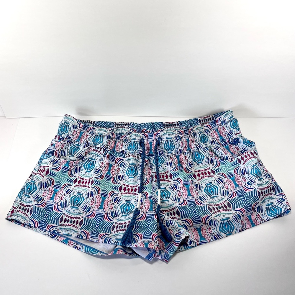Roxy Womens Board Shorts Size L Geometric Pattern Teal, Pink Drawstring Waist